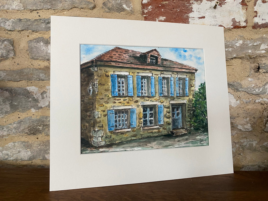 ❌SALE❌ was £125 now £95 Original watercolour and pen, French cottage professionally framed in a warm off white card mount