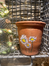Load image into Gallery viewer, Original watercolour and pen painting on a hand thrown Victorian terracotta flower pot
