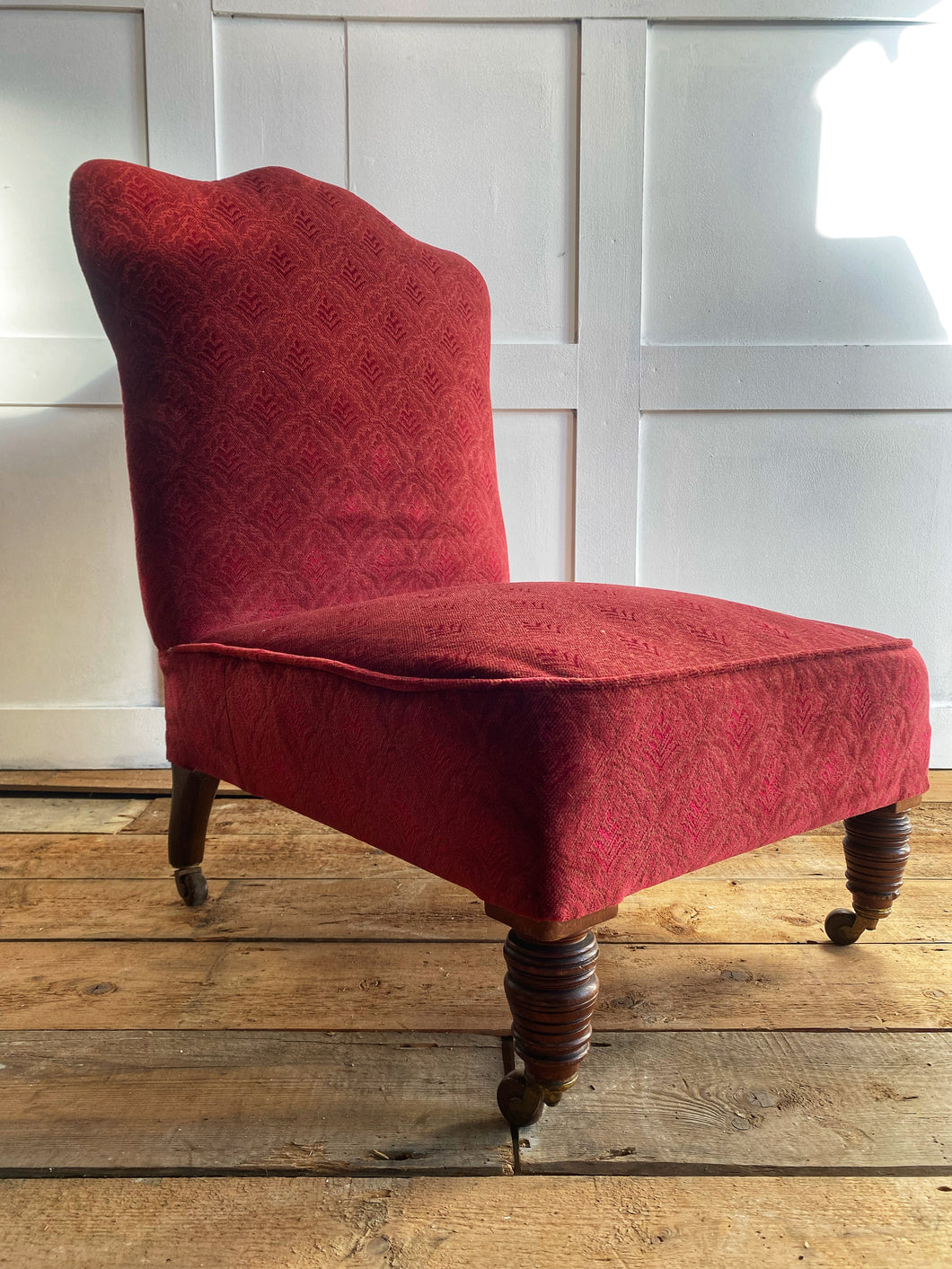Cornelius V. Smith Victorian slipper chair reupholstered and renovated