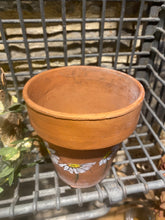 Load image into Gallery viewer, Original watercolour and pen painting on a terracotta flower pot
