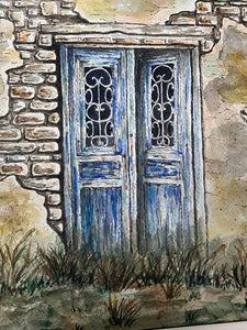 ❌SALE❌ was £110 now £65 Original watercolour and pen, French derelict rustic scene professionally framed in a warm off white card mount