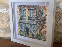 Load image into Gallery viewer, Original watercolour and pen, French cafe, framed in a contemporary frame
