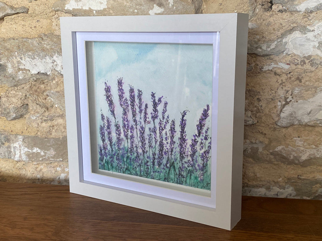 Original watercolour and pen framed in a contemporary frame