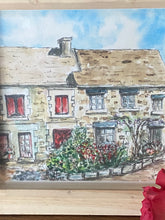 Load image into Gallery viewer, Original watercolour and pen, French cottages framed in a contemporary frame
