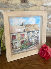 Load image into Gallery viewer, Original watercolour and pen, French cottages framed in a contemporary frame
