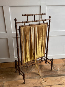 Original Napoleon III Faux bamboo and hand woven silk fire screen