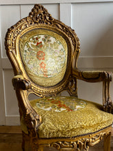 Load image into Gallery viewer, Possibly French pair of 1800 gilded throne chairs
