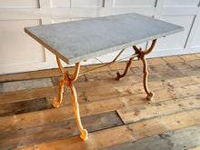 Load image into Gallery viewer, French marble top wrought iron base bakers/potting/garden table
