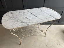Load image into Gallery viewer, French marble top wrought iron base bakers/potting/garden table
