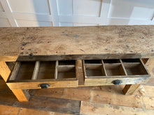 Load image into Gallery viewer, Restored garage work bench with 1 drawer and hidden storage area

