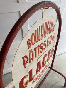 Original French Boulangerie/Patisserie Glaces metal hand painted sign