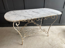 Load image into Gallery viewer, French marble top wrought iron base bakers/potting/garden table
