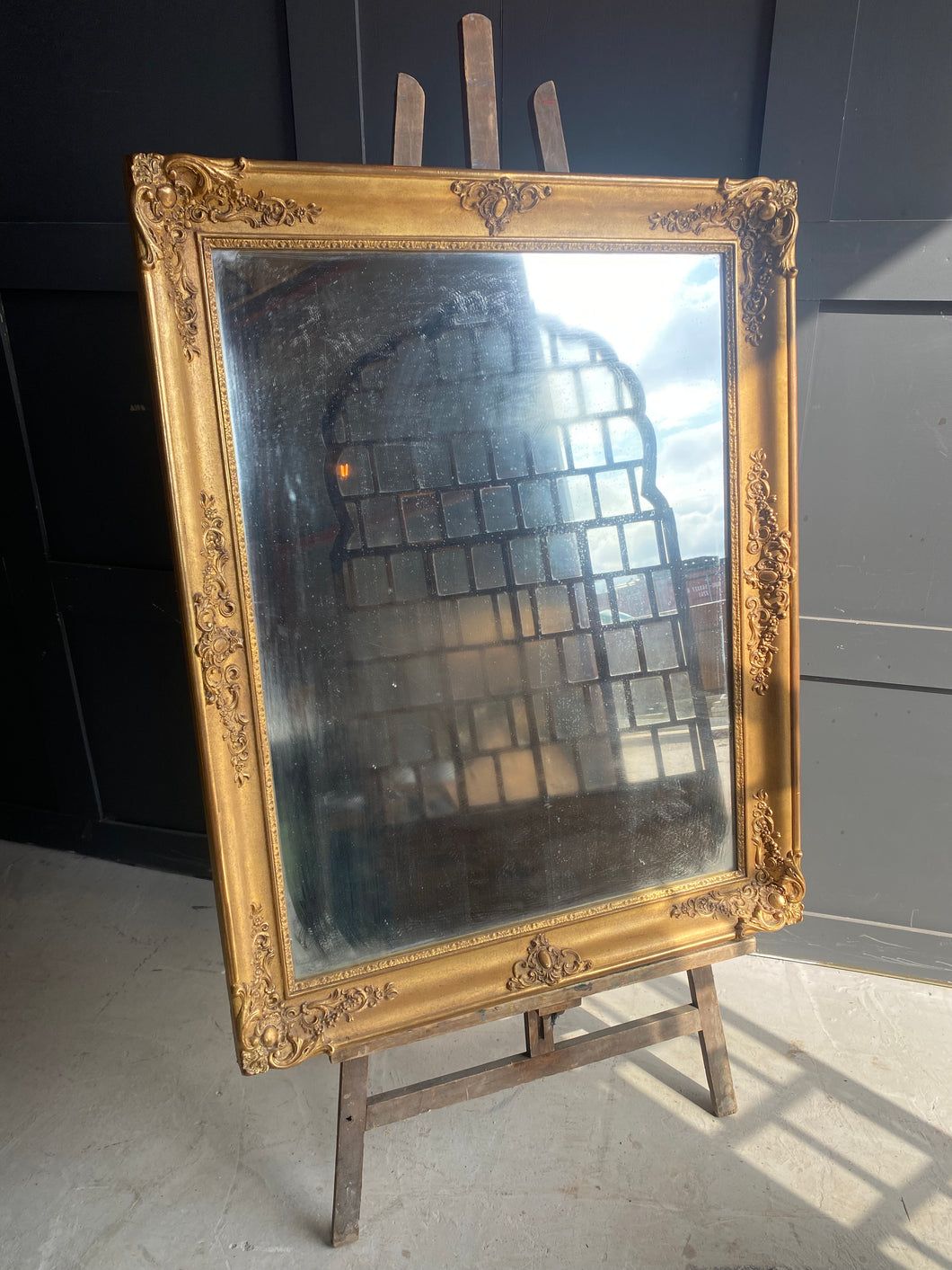 French gilt framed 1830’s mercury glass mirror