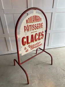 Original French Boulangerie/Patisserie Glaces metal hand painted sign