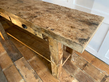 Load image into Gallery viewer, French oak restored garage work bench with 2 drawers
