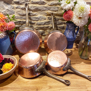 Gaillard Paris professional set of French antique copper pans