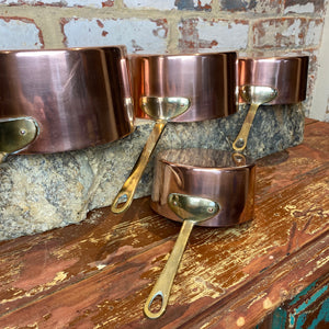 French antique copper pans set of 4 pans entry level set