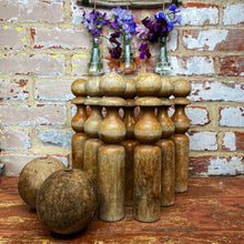 Load image into Gallery viewer, French vintage wooden skittles and 2 balls
