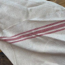 Load image into Gallery viewer, French roll of tea towel material red stripes
