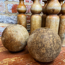 Load image into Gallery viewer, French vintage wooden skittles and 2 balls
