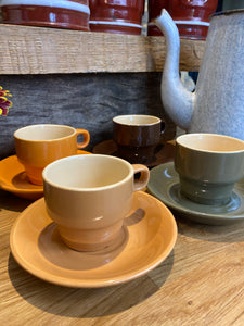 Set of 4 small French coffee cups and saucers