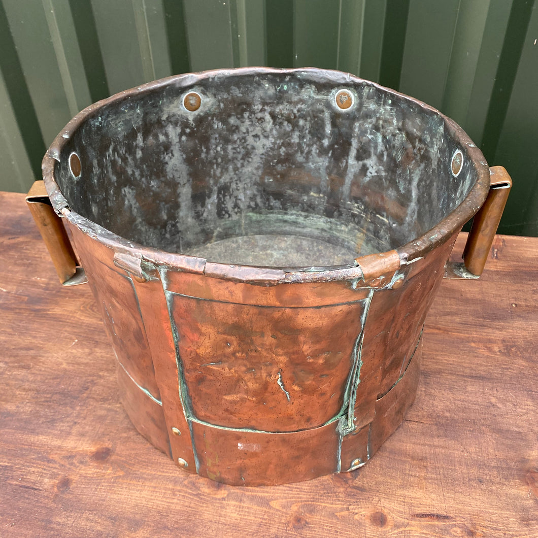 Very rare French double handled military copper measuring pot circa 1800