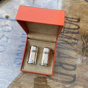 French small plated salt and pepper pots boxed