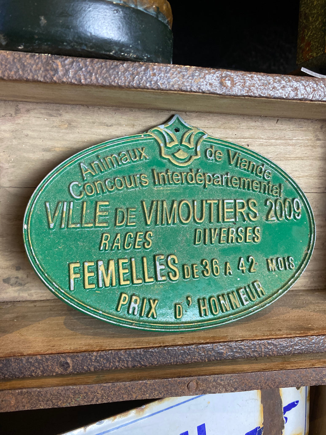 Agricultural French metal plaque
