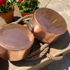 French antique copper pans set of 6
