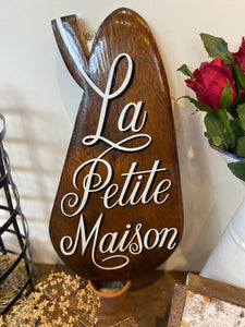 French hand painted sign Le Petite Maison on wood