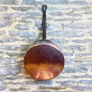 French vintage heavy gauge copper tin lined sauté pan