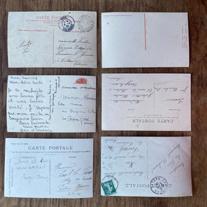 6 French Vintage early 20th C cartes postale