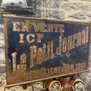 French vintage double sided metal sign