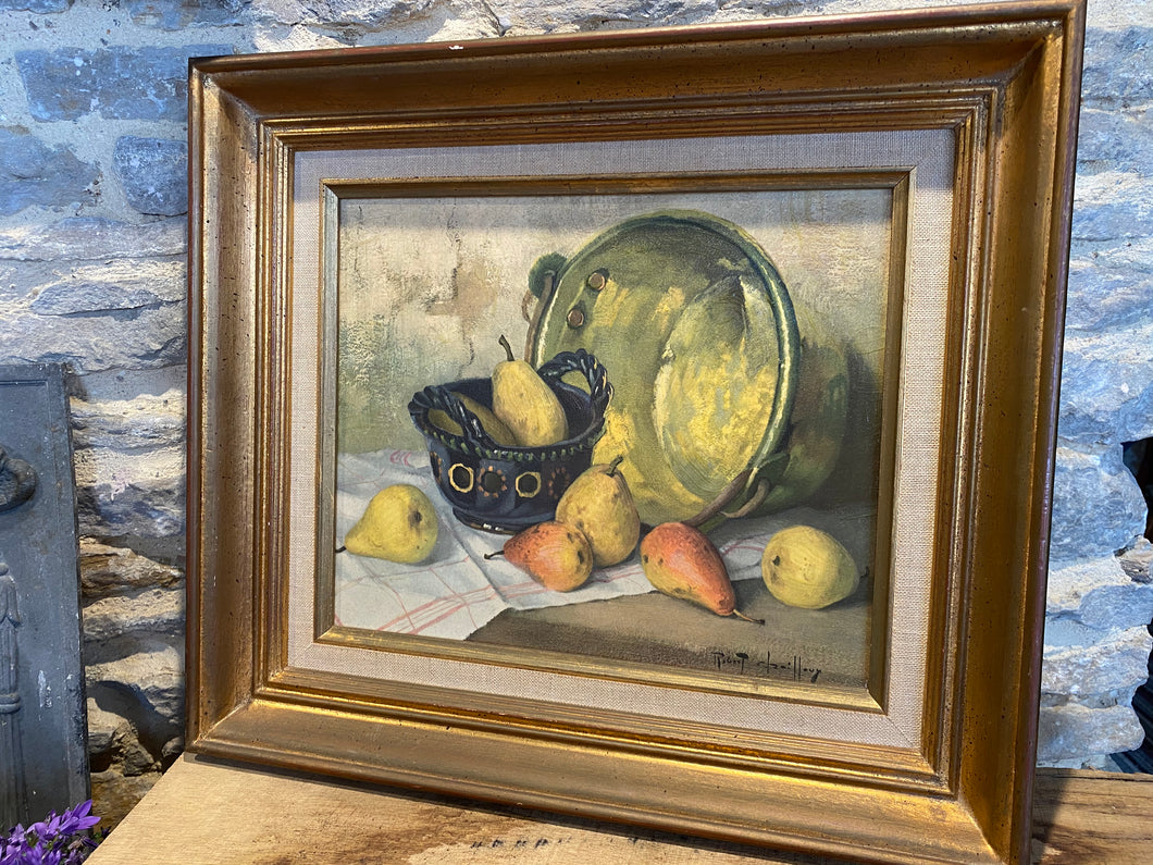 French painting on board still life scene signed