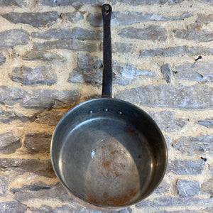 French vintage heavy gauge copper tin lined sauté pan