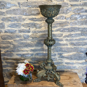 French vintage brass Church candlestick holder