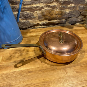 Beautiful French copper sauté pan with lid