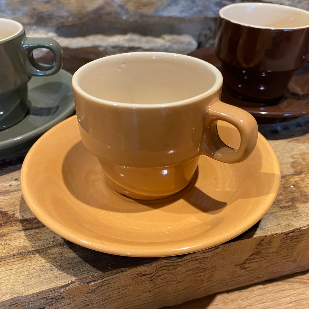 Set of 4 small French coffee cups and saucers