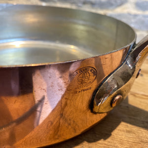 French vintage copper tin lined sauté pan