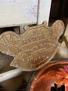 Agricultural French metal plaque