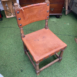 Small French leather studded chair