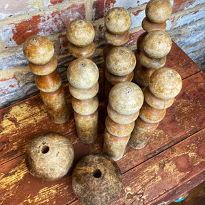French vintage wooden skittles and 2 balls