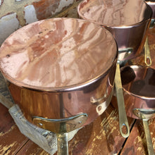 Load image into Gallery viewer, French antique copper pans set of 4 pans entry level set
