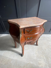 Load image into Gallery viewer, French Bombe 3 drawer commode with marble top
