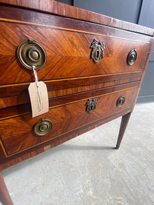 Totally original Napoleonic 1800’s French 2 drawer inlaid marble top