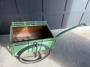 French green wooden flower cart