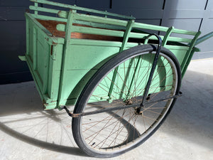 French green wooden flower cart