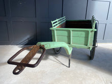 Load image into Gallery viewer, French green wooden flower cart
