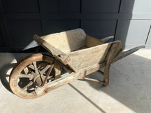 Load image into Gallery viewer, French rustic wooden wheelbarrow
