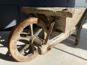 French rustic wooden wheelbarrow